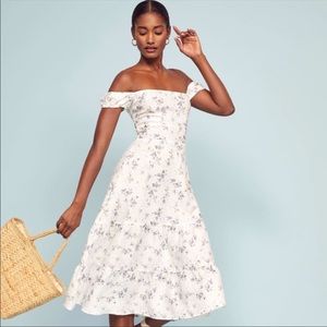Reformation White and Blue Floral Dress